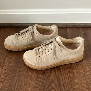 Birkenstock bend suede low top sneaker- color: sandcastle